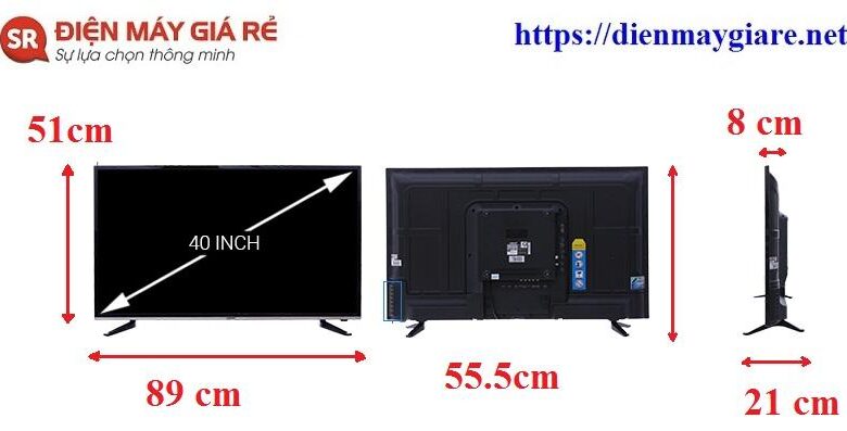 Kích thước tivi 40 inch là bao nhiêu? | Rộng, cao, dài - Điện máy giá rẻ