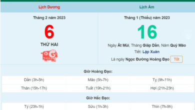 Lịch âm 6/2, xem âm lịch hôm nay Thứ Hai ngày 6/2/2023