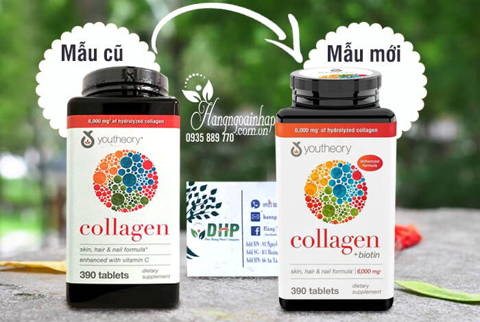 Collagen Youtheory Type 1 2 & 3 390 Viên mẫu mới Của Mỹ