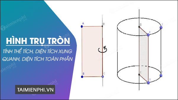 Công thức tính thể tích hình trụ, diện tích xung quanh hình trụ và toà