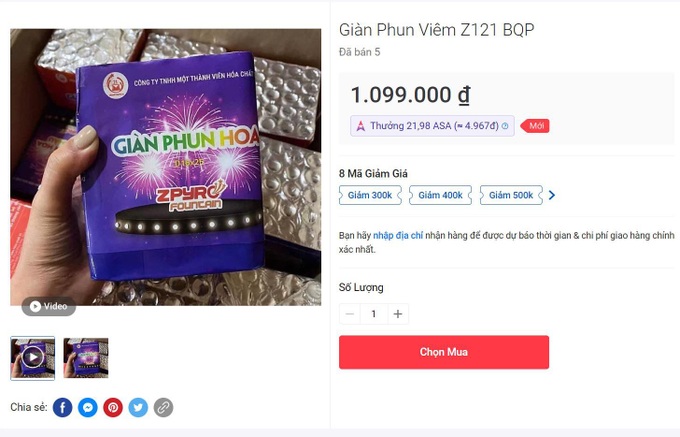 Loạn giá bán pháo hoa Z121 trên chợ mạng | Báo Dân trí