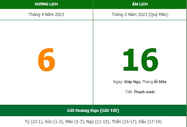 Xem lịch âm 6/4, tìm hiểu ngay ngày Thứ 5 ngày 6/4/2023