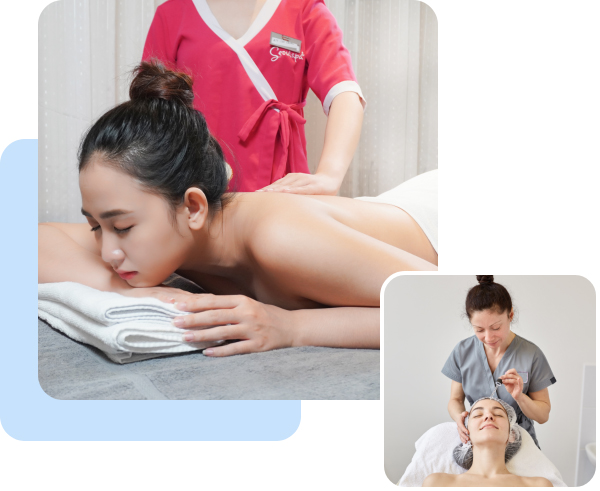 Kỹ thuật viên spa giúp khách hàng thư giãn và cải thiện nhan sắc