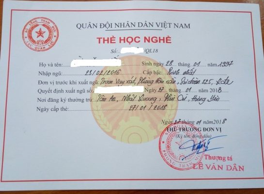 Thẻ học nghề quân đội học lái xe - Đăng ký được học ngay