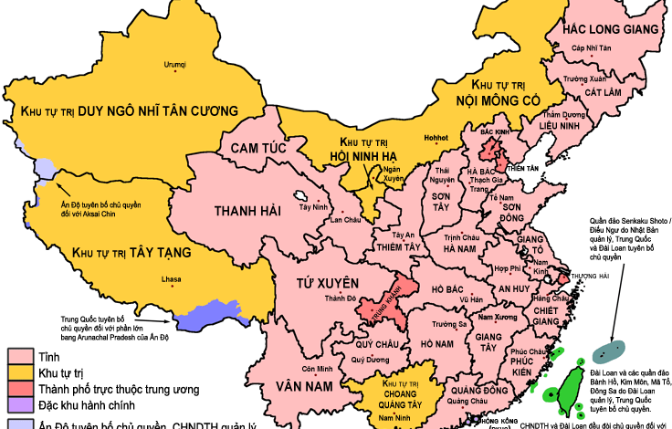 Trung Quốc có bao nhiêu Tỉnh Thành phố và Khu tự trị?
